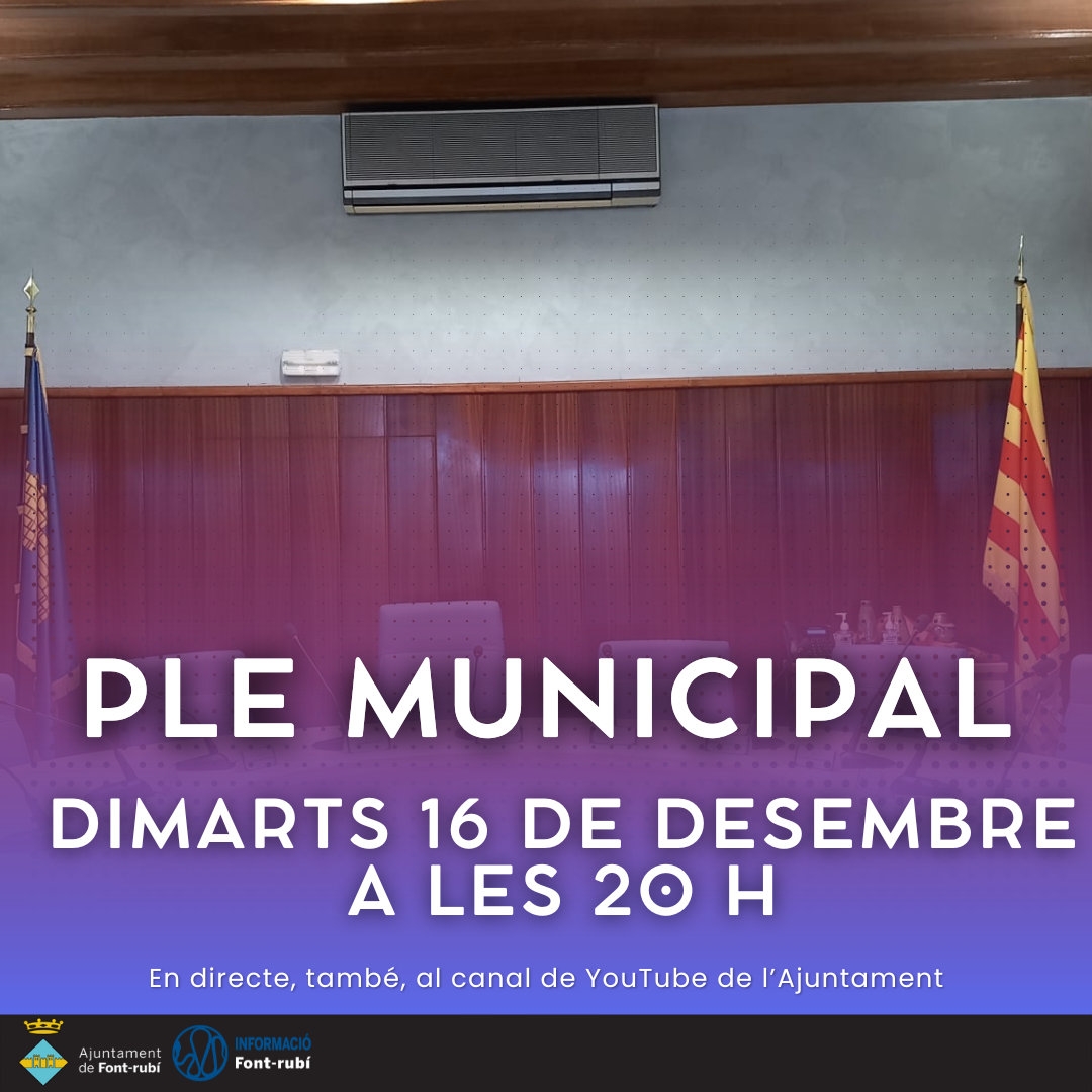 Convocat&ograve;ria de Ple extraordinari - 16 de desembre de 2025