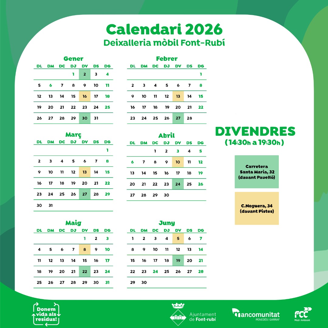 Arriba a Font-rub&iacute; el servei de deixalleria m&ograve;bil en horari de tarda!