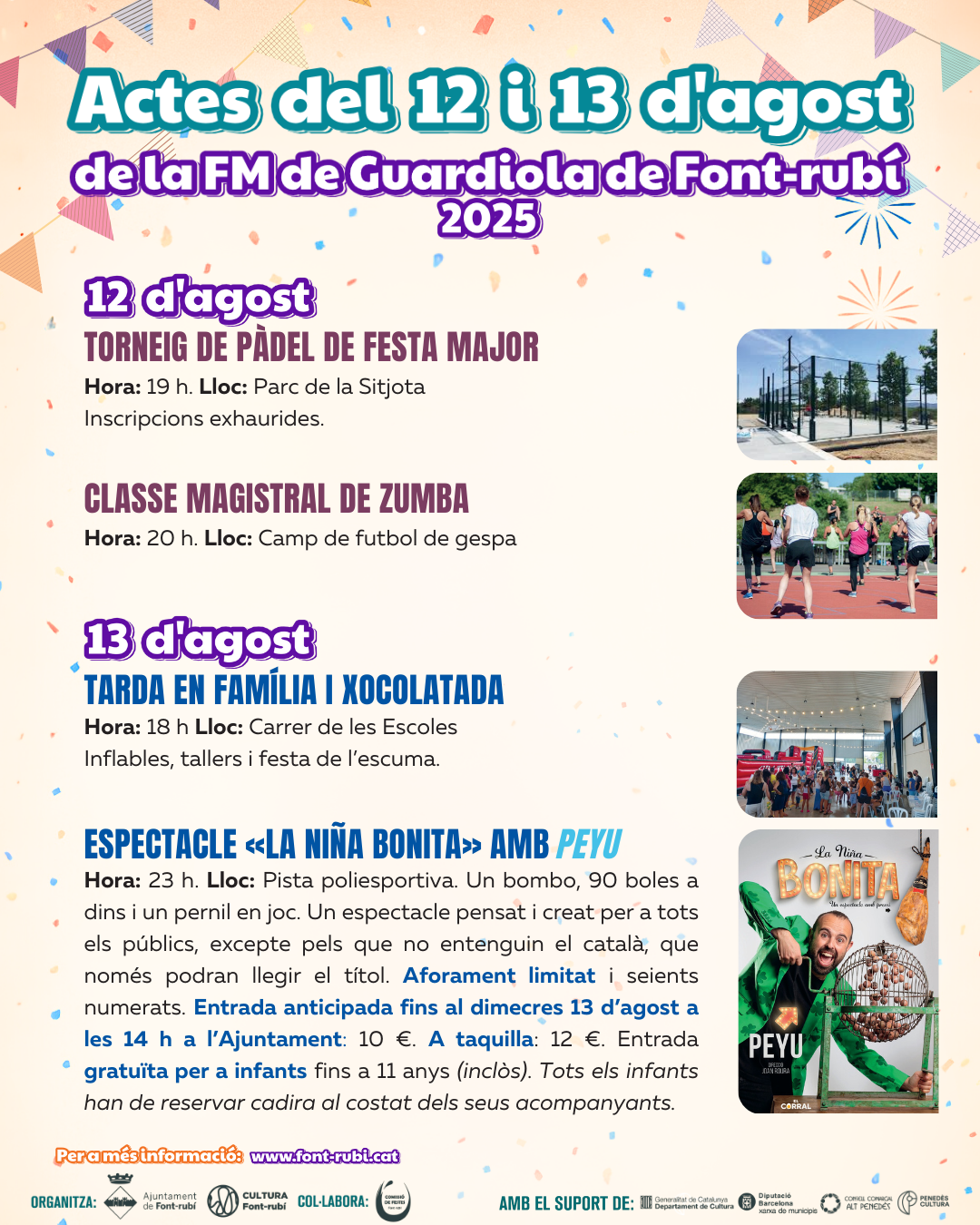  Actes d'avui, dimarts 12 d'agost, i de demà, dimecres 13 d'agost, de la Festa Major de Guardiola