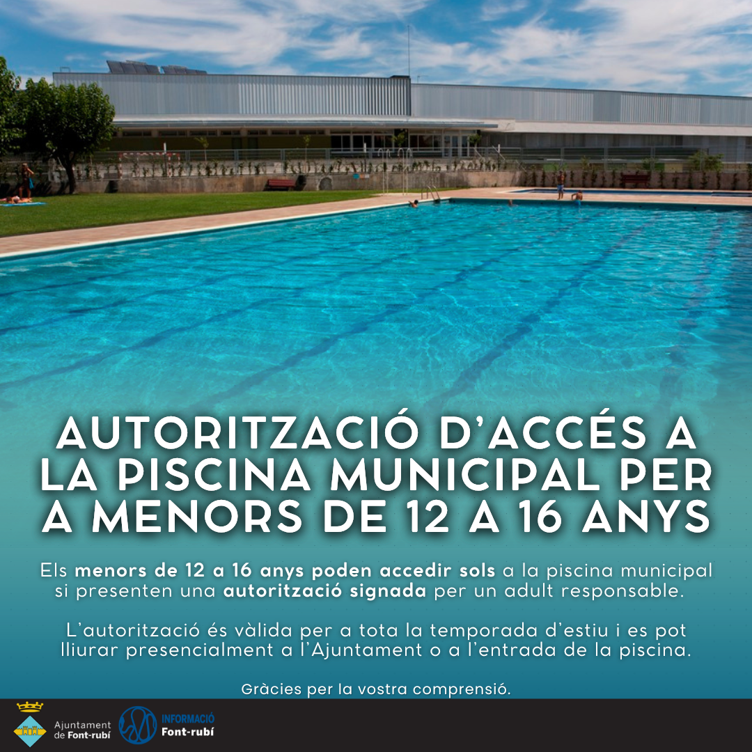  Accés a la piscina municipal per a menors de 12 a 16 anys